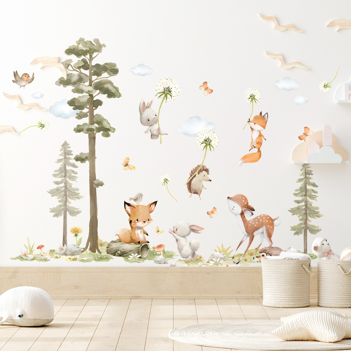 Baby Girl Nursery Quotes - 귀여운 숲 동물 벽 스티커 어린이