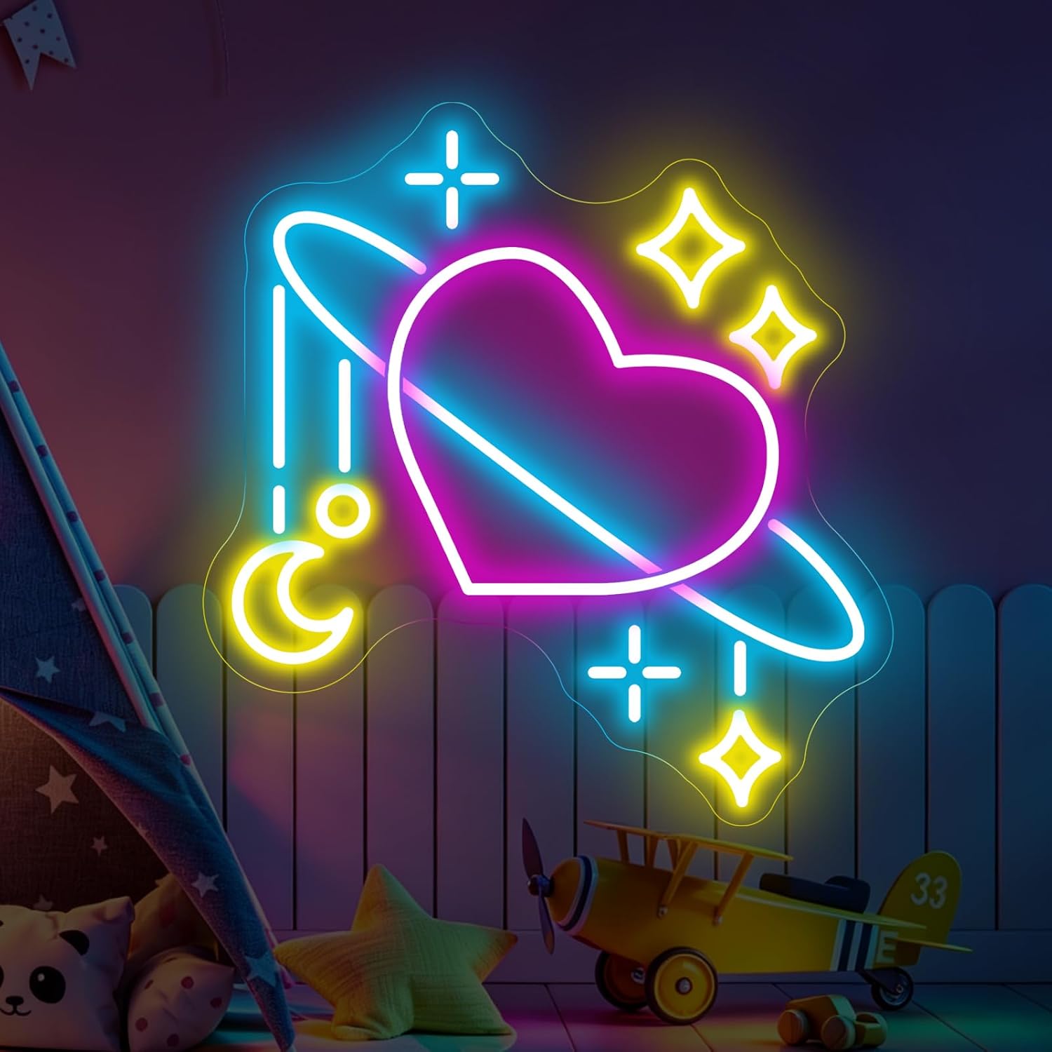 우주 행성 네온사인 LED 네온 조명 은하 달 별 US - Baby Nursery Wall Lights 리뷰 및 가격