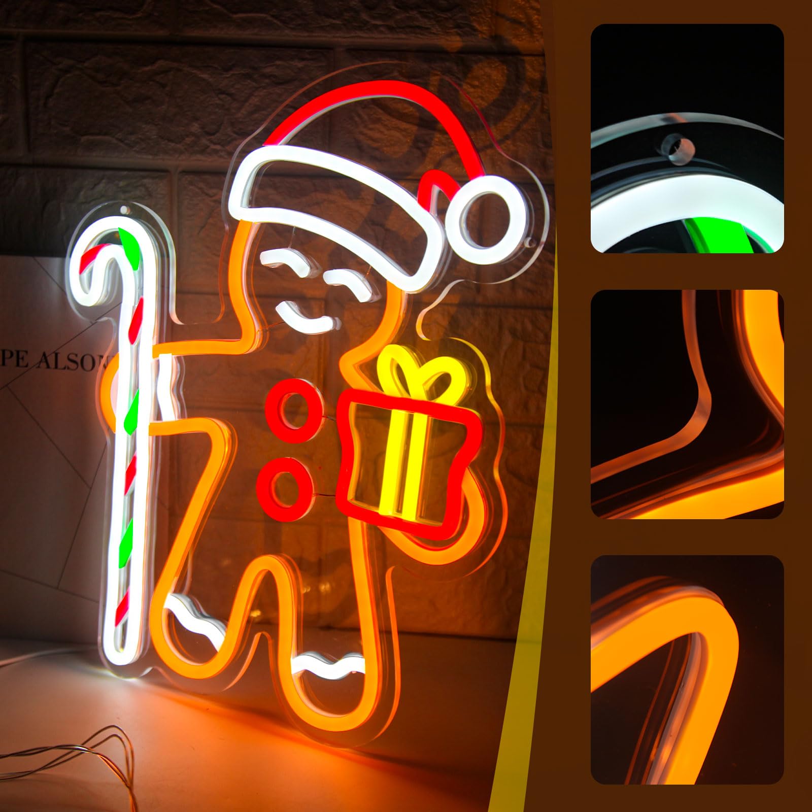 벽 장식용 진저브레드맨 LED 네온 사인 크리스마스 조 - Baby Nursery Wall Lights 리뷰 및 가격